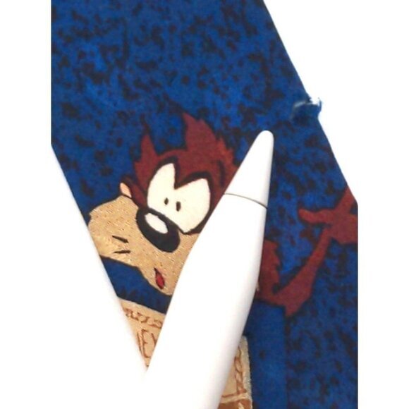 Taz Looney‎ Tunes Tie Necktie Silk Blue 60 Inch Tazmanian Devil - Picture 5 of 7